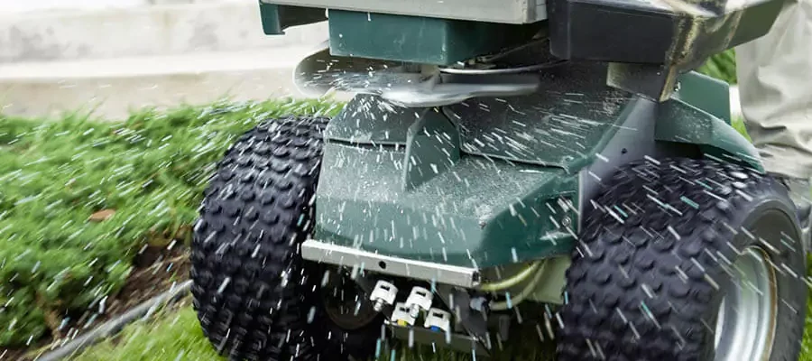 fertilization in a lawn