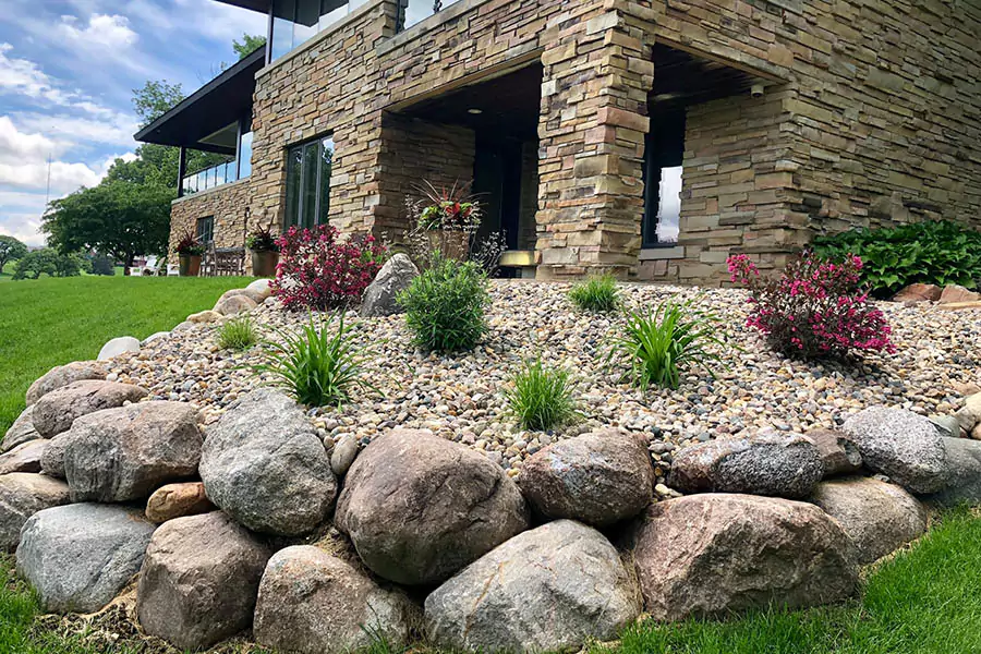 Installed dry creek bed in the backyard