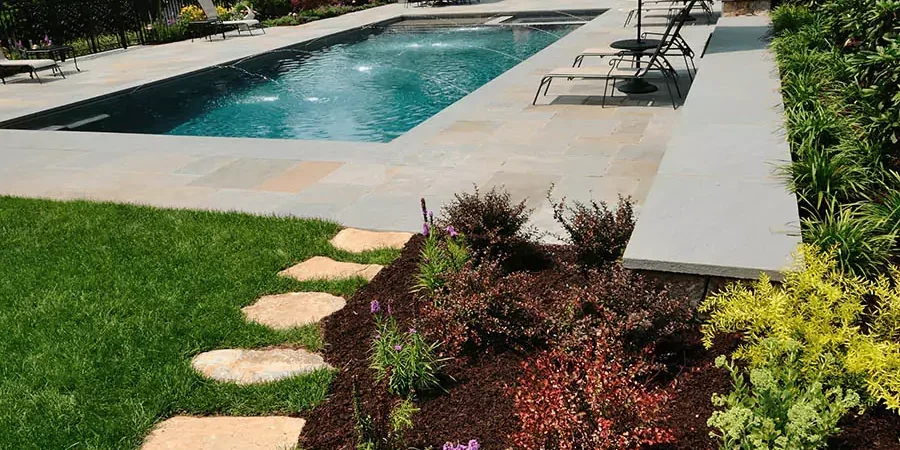 Installed pool landscaping